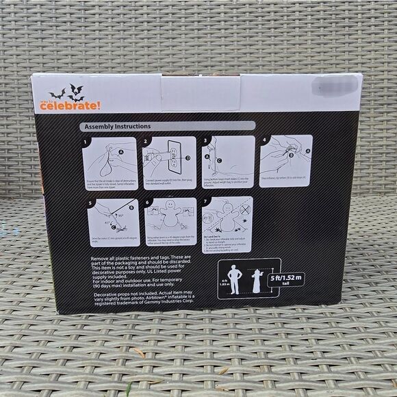 NIB Halloween White Pumpkin Reaper 5ft Airblown Yard Inflatable - Lights Up - Picture 3 of 4